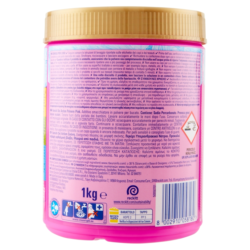 Vanish Oxi Action Polvere rosa Smacchiatore bucato 1kg